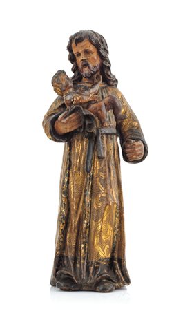 SCULTORE DEL XVII SECOLO San Giuseppe con BambinoLegno scolpito e dorato,...