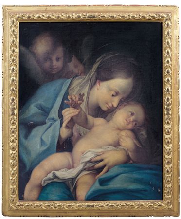 STERN IGNAZIO Mariahilf 1680 - Roma 1748Madonna con Bambino ed angeli.Olio su...