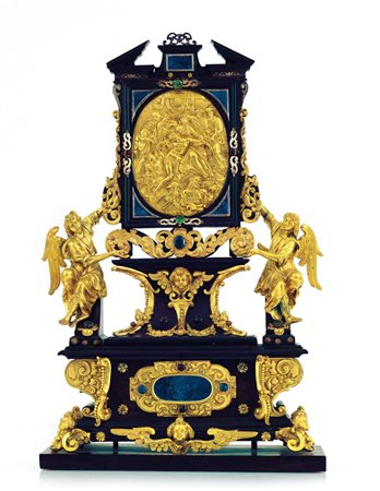 OGGETTISTICA VARIA IMPORTANTE ALTARE BAROCCO IN BRONZO DORATO, LEGNO...