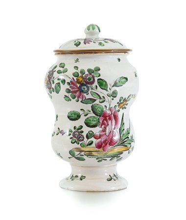 PESARO ALBARELLO CON COPERCHIO IN MAIOLICA, PESARO, CASALI E CALLEGARI, 1780...