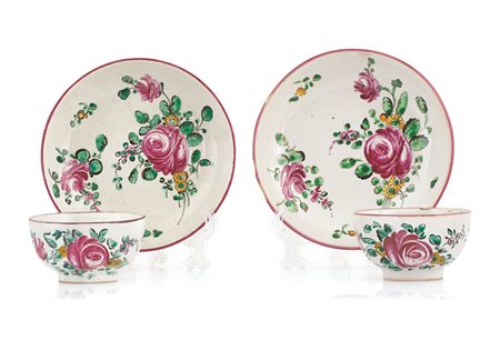 PESARO COPPIA DI TAZZE CON PIATTO IN MAIOLICA, PESARO, CASALI E CALLEGARI,...