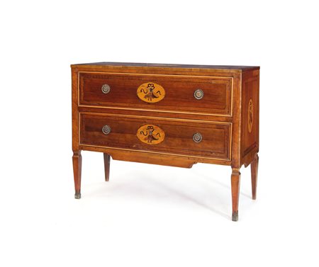 MOBILE DEL XVIII SECOLO CASSETTONE LUIGI XVI INTARSIATO IN LEGNI VARI,...