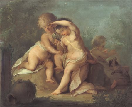 KELLER JOHAN HENDRIK 1692 - 1765Gioco di putti 1746Olio su tela, cm 87x105;...