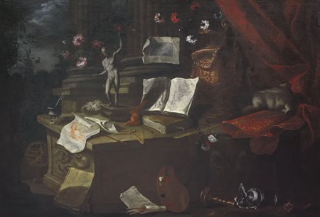 CITTADINI PIERFRANCESCO Milano 1616 - Bologna 1681Natura morta con atelier di...