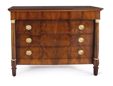 MOBILE DEL XIX SECOLO CASSETTONE IMPERO IN NOCE E PIUMA DI NOCE, INIZIO XIX...