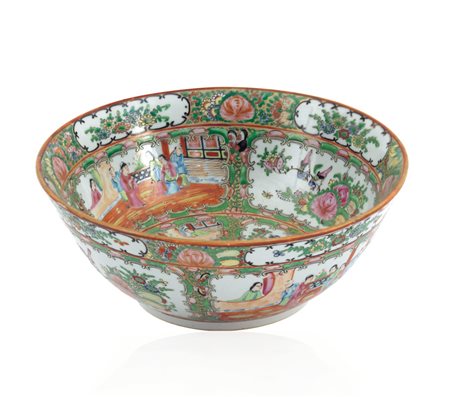 ARTE ORIENTALE COPPA IN PORCELLANA, CANTON, INIZIO XX SECOLO, decoro a smalti...