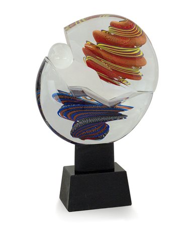MURANO SCULTURA IN VETRO SOMMERSO, R.DONA', MURANO, XX SECOLO, ovoidale con...
