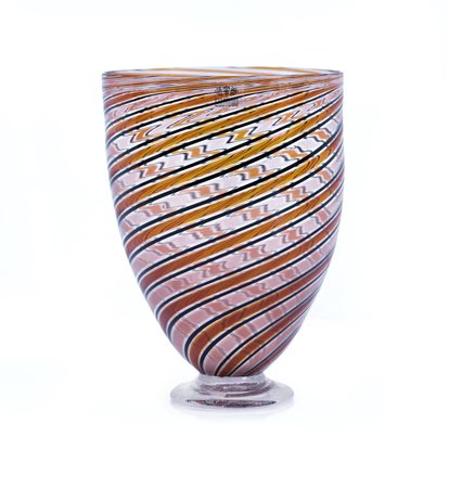 TOSO VASO A CANNE POLICROME, FRATELLI TOSO, ANNI '60, a coppa, etichetta...