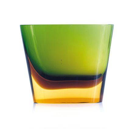 SEGUSO VASO IN VETRO SOMMERSO, SEGUSO, F.POLI, ANNI '50, troncoconico verde e...