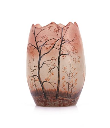 LEGRAS VASO IN VETRO DOPPIO DECORATO A SMALTI, LEGRAS, 1900 CA., ovoidale con...