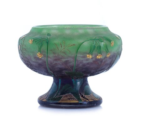 DAUM NANCY COPPA IN VETRO DOPPIO, DAUM NANCY, 1910 CA., quadrilobata con...