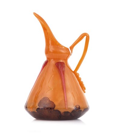 SCHNEIDER GRANDE VERSATOIO IN VETRO DOPPIO CON DECORO "PAVOT", SCHNEIDER,...