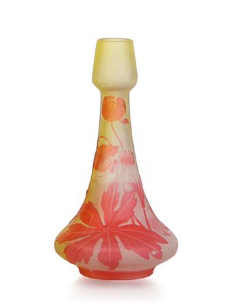 GALLE' VASETTO SOLIFLORE IN VETRO DOPPIO, GALLE', 1900 CA., decoro a...