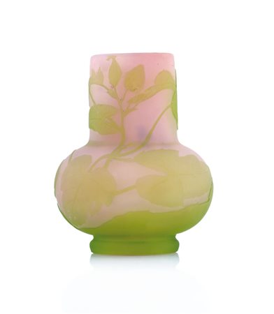 GALLE' VASETTO IN VETRO DOPPIO, GALLE', 1900 CA., globulare con decoro a...