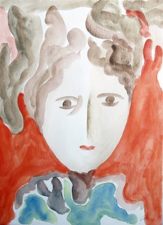 GUIDI VIRGILIO (Roma 1891 - Venezia 1984) "Testina" Acquerello su cartoncino...