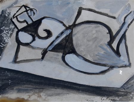 GUTTUSO RENATO (Bagheria 1912 - Roma 1987) "Nudo disteso" 1946 China e...