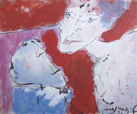 ROGNONI FRANCO (Milano 1913 - Milano 1999) "Colloquio" 1976 Tempera su carta...