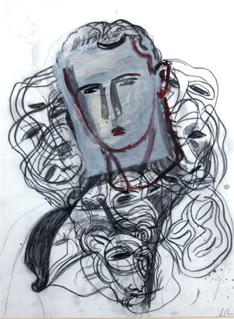 CHIA SANDRO (Firenze 1946) "Figura" 1989 Carboncino e tempera su carta cm. H:...