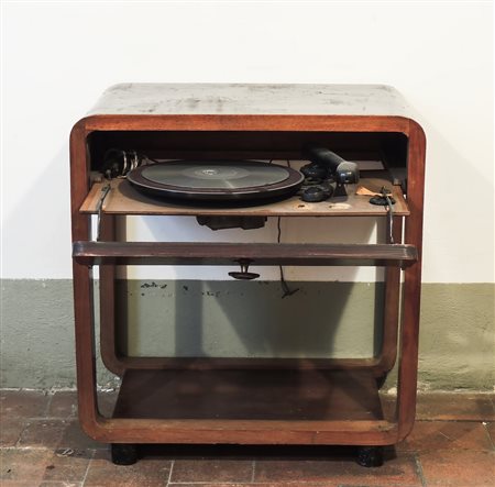 TAVOLINO GIRADISCHI IN ROVERE h cm 64x60x38,5