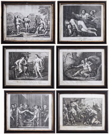 RACCOLTA DI INCISIONI XVIII secolo raffiguranti scene mitologiche e storiche,...