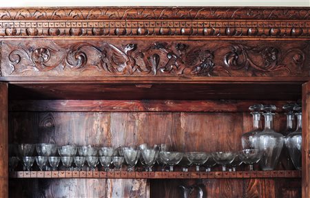 SERVITO DI BICCHIERI IN CRISTALLO PIROGRAFATO composto da 11 bicchieri da...