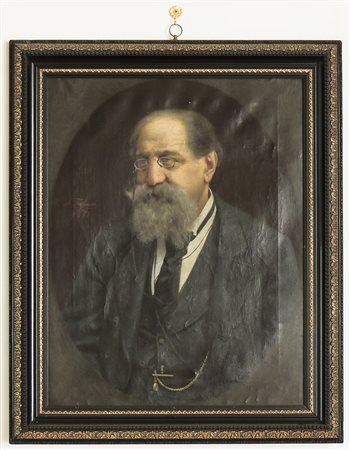RITRATTO MASCHILE olio su tela, firmato e datato A. Figlinesi 1886, in...