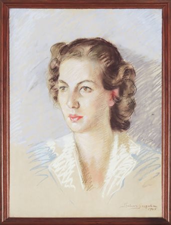 DOLORES GRIGOLON (1905-1987) Ritratto di Carla Pandolfi 1945 pastello su...