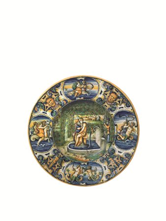 PIATTOVenezia, Mastro Domenico, &ldquo;1569&rdquo;&nbsp;Maiolica decorata in...