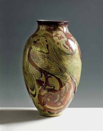 Galileo Chini, Fornaci San Lorenzo. Vaso inceramica a lustro con decoro a...