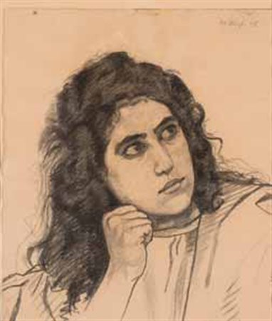 Llewellyn Lloyd Livorno 1879 – Firenze 1949 Volto di donna, 1895 carboncino...