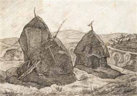 Benvenuto Benvenuti Livorno 1881 – Antignano 1959 Pagliai carboncino su...