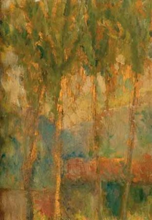 Plinio Nomellini Livorno 1866 – Firenze 1943 Paesaggio con cipressi olio su...