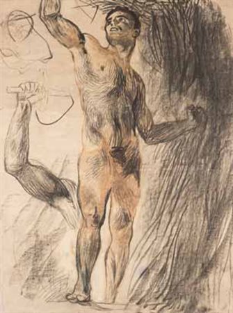 Plinio Nomellini Livorno 1866 – Firenze 1943 Studio di nudo carboncino su...