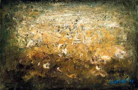 Sergio Scatizzi Gragnano 1918 – Firenze 2009 Senza titolo, 1957 olio su tela...