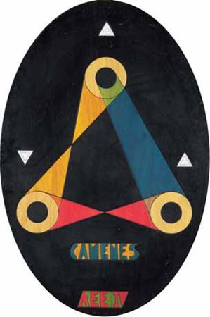 Ugo Nespolo Mosso 1941 Camenes, 1974 tecnica mista su legno, cm 119x78,5....