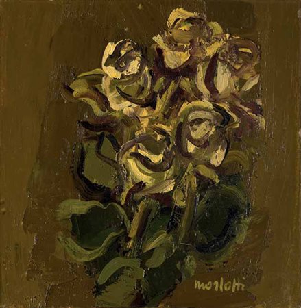 Ennio Morlotti Lecco 1910 – Milano 1992 Rose olio su tela, cm 33x34. Firmato...