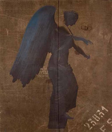 Luca Pignatelli Milano 1962 Angelo, 2008 tecnica mista su telone ferroviario,...