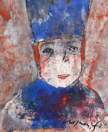 Franco ROGNONI Milano 1913-1999 Donna con cappello, anni 80 tecnica mista su...