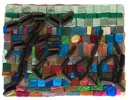 Aldo MONDINO Torino 1938-2005 Frida, anni 2000 cioccolatini su tavola...