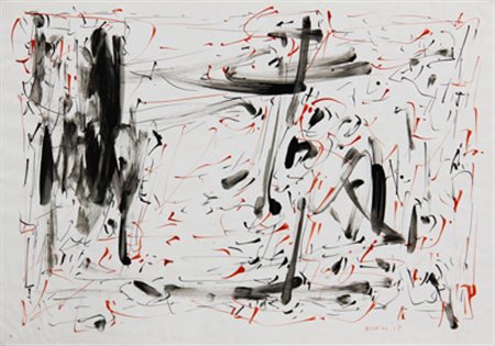 Piero DORAZIO Roma 1927 - Todi 2005 Senza titolo, 1957 tecnica mista su carta...