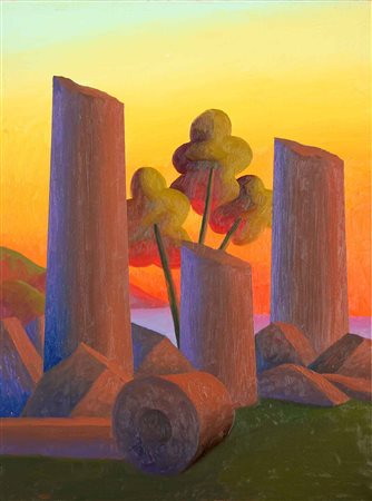 SALVO Leonforte 1947 Una sera olio su tela oil on canvas cm. 90.5x70...