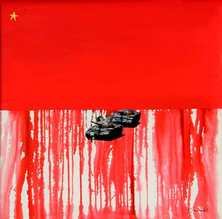 Giancarlo SINISCALCHI Crotone 1957 Tien an men, 1990 collage e acrilico su...