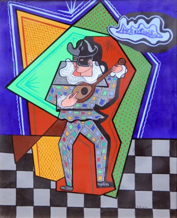 Pippo ORIANI Torino 1909 - Roma 1972 Arlecchino, anni 70 olio su tela oil on...
