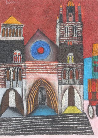 Franco GENTILINI Faenza 1909 - Roma 1981 Cattedrale di Genova, 1962 olio e...