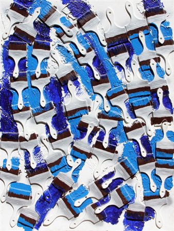 Fernandez ARMAN Nizza 1928 - New York 2005 Accumulazione di pennelli blu,1987...