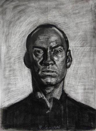 Bernardo Siciliano Roma 1969 Claude 2, 2013 carboncino su cartoncino charcoal...