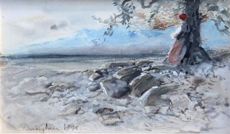 Pompeo MARIANI Monza 1857 - Bordighera 1927 Bordighera, 1898 acquarello e...