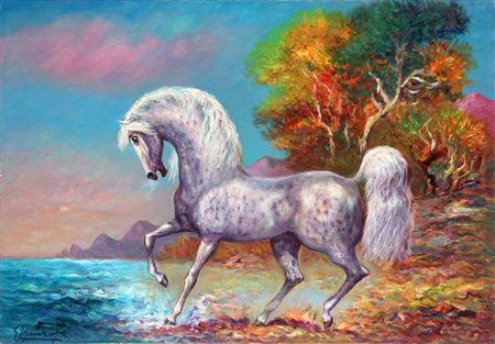 Giovan Francesco GONZAGA Milano 1921-2007 Corsiero sulla riva del mare, 1971...