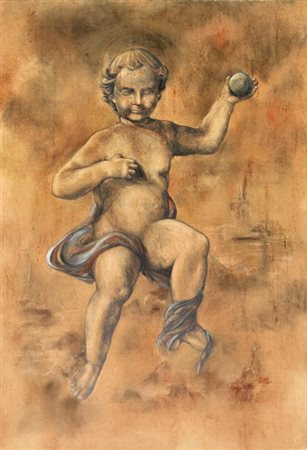 Federico GUIDA Milano 1969 Il mondo in una mano, 1988 tecnica mista su carta...