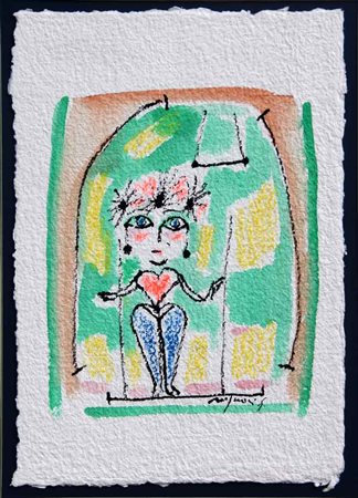Franco ROGNONI Milano 1913-1999 La trapezista acquarello su cartoncino...